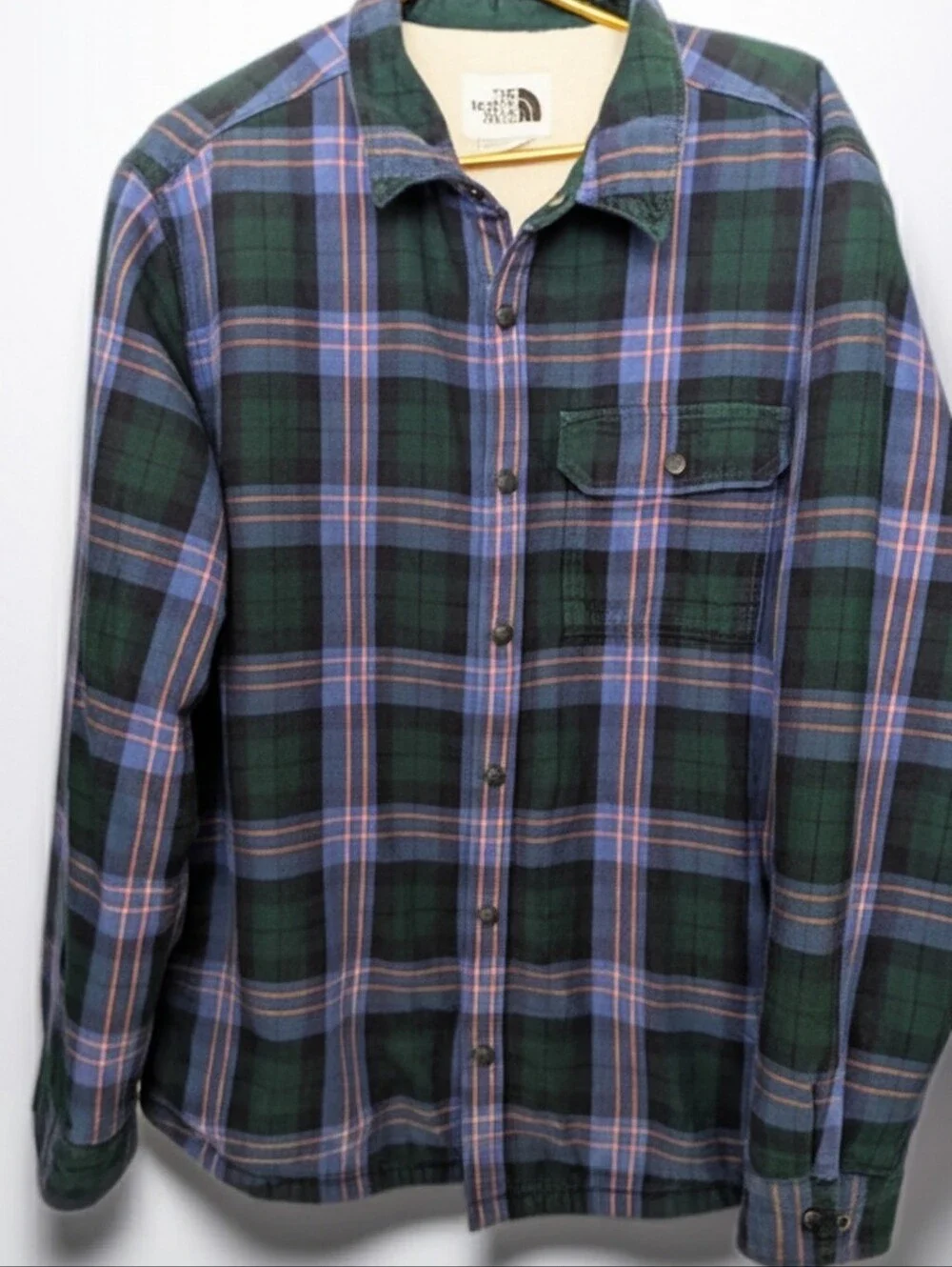 The North Face Men’s Campshire Sherpa Shirt/jacket PLAID GREEN/PURPLE XL